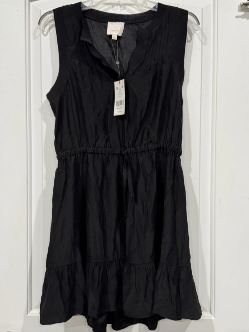cinq a sept Black Lannah silk Sleeveless Drawstring Mini Dress